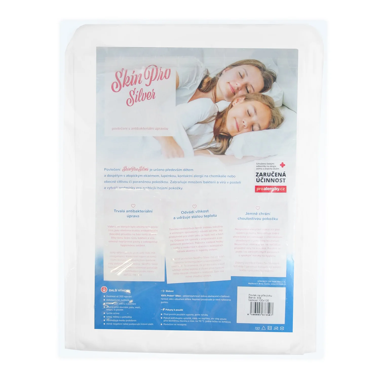 SkinPro Silver – dětské povlečení na přikrývku 100 × 135 cm bílá