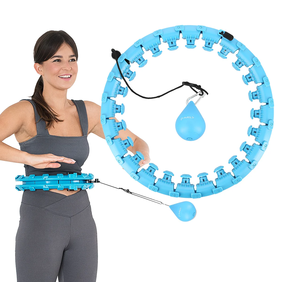 HMS Masážní hula hoop obruč se závažím HHW01 - modrá