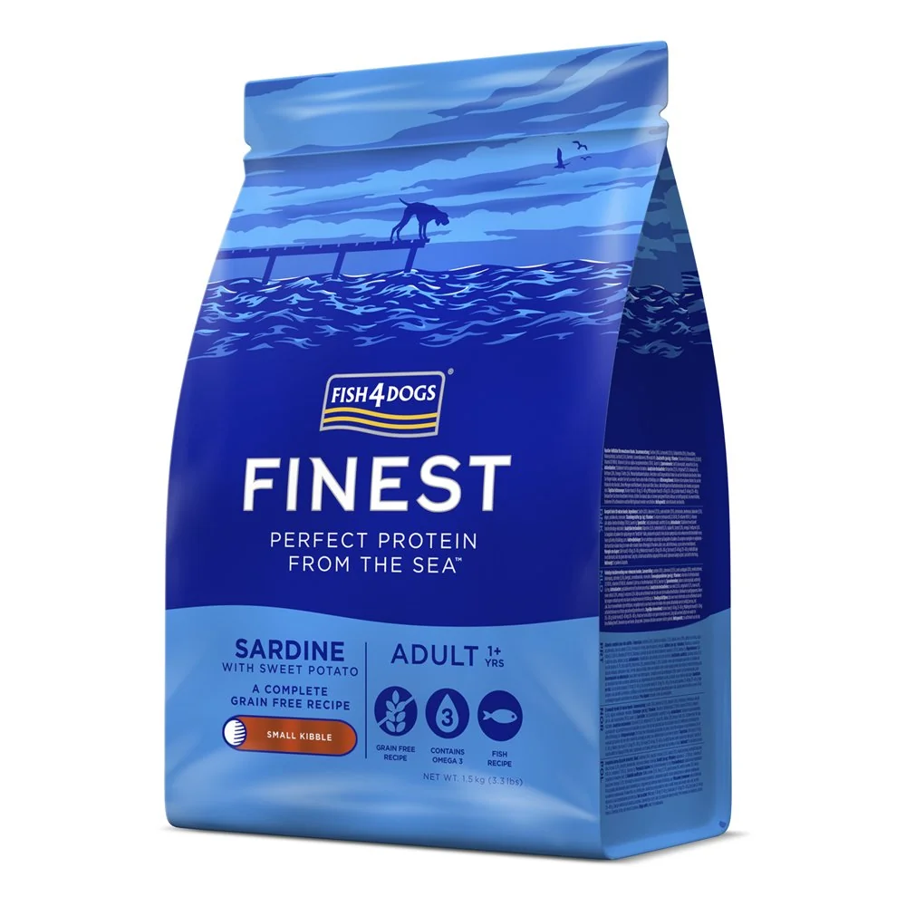 Fish4Dogs Granule malé pro dospělé psy Finest sardinka se sladkými bramborami 1,5 kg, 1+
