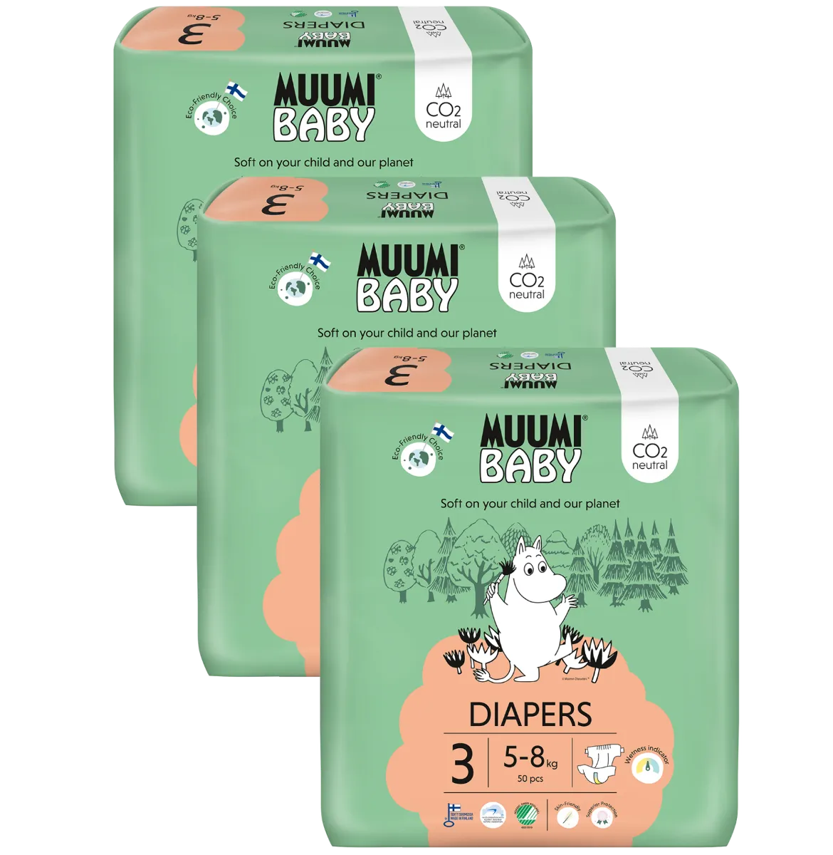 Muumi Baby 3 Midi 5–8 kg eko pleny 150 ks