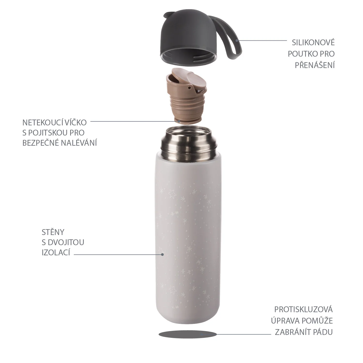 Zopa Termoska na tekutiny se silikonovým držákem 400 ml, Dino 5 