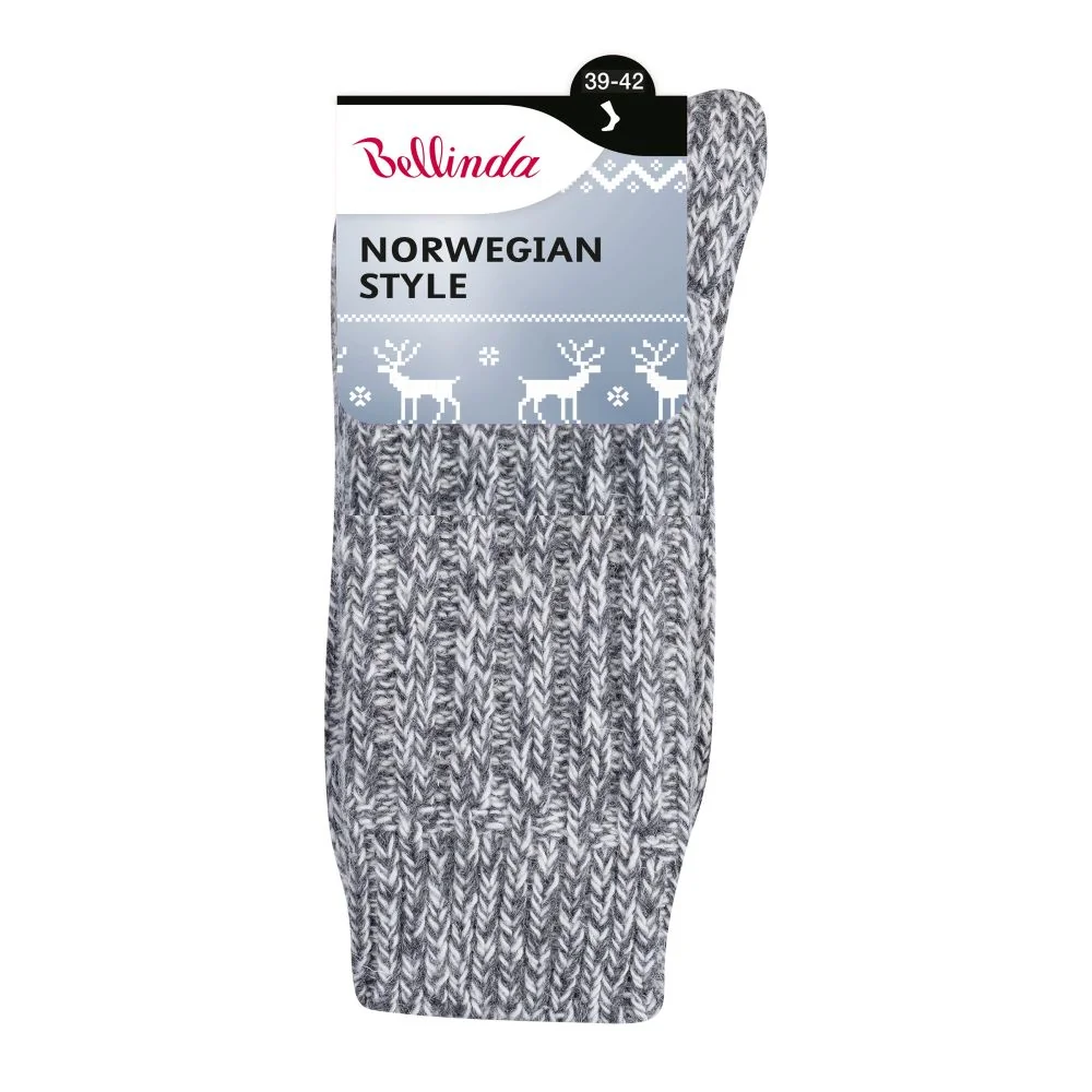 Bellinda NORWEGIAN teplé ponožky vel. 39/42 1 pár šedé