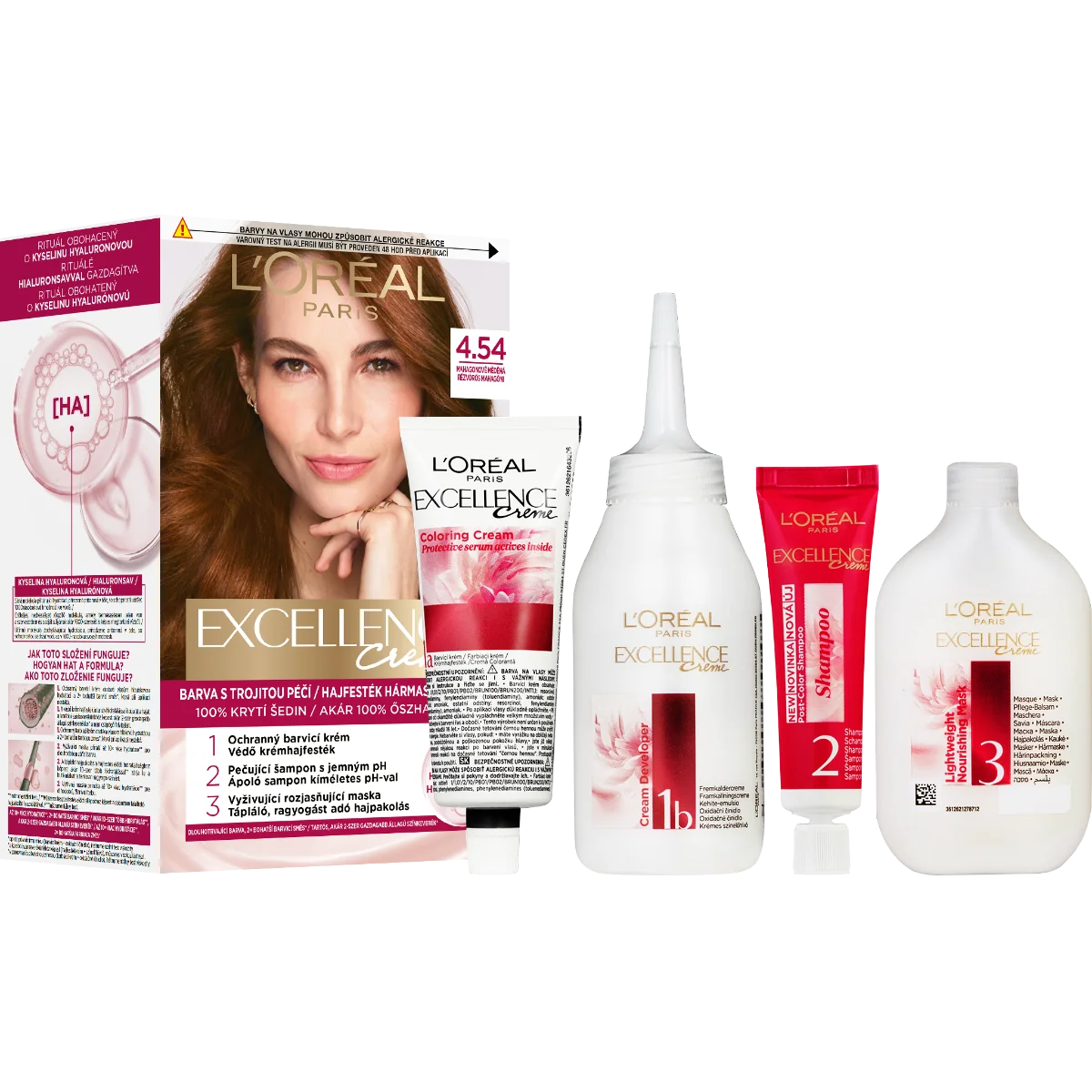 Loréal Paris Excellence Creme odstín 4.54 mahagonově měděná barva na vlasy
