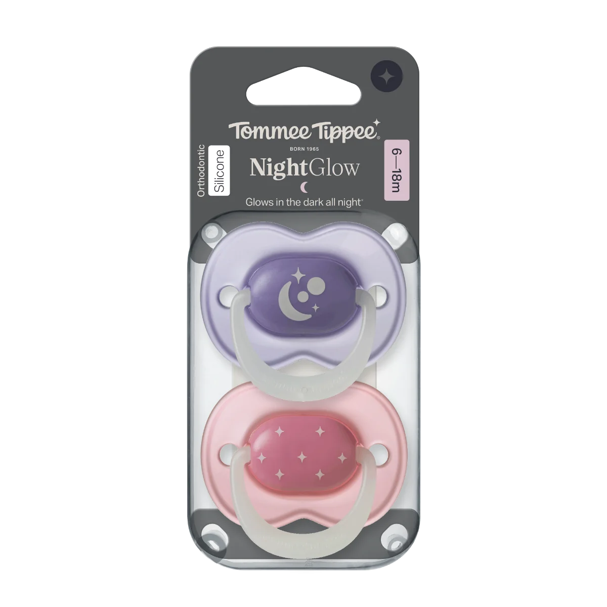 Tommee Tippee Silikonový dudlík Night 6-18m 2 ks více barevných variant