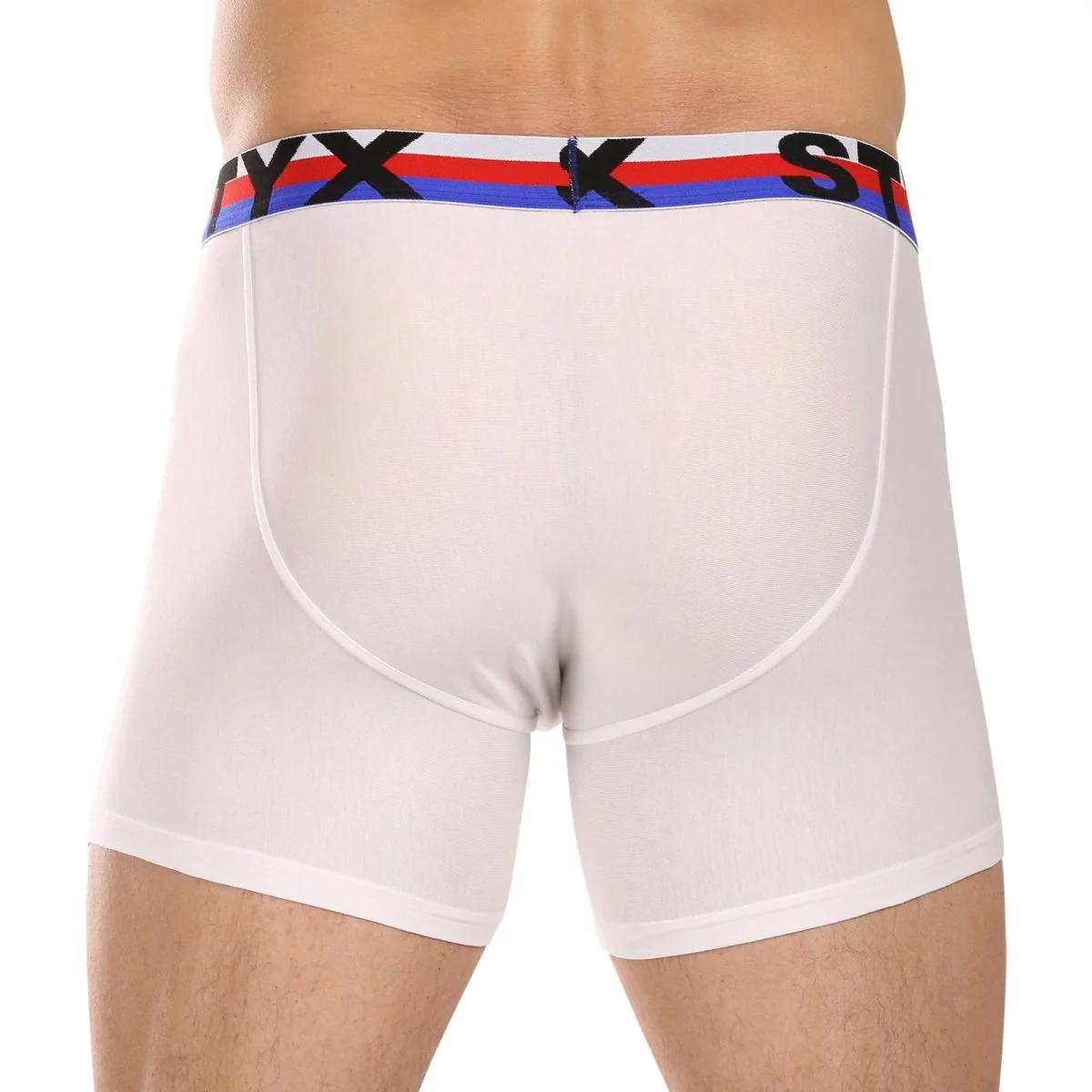 Styx 3PACK pánské boxerky long sportovní guma bílé trikolóra (3U2061) L