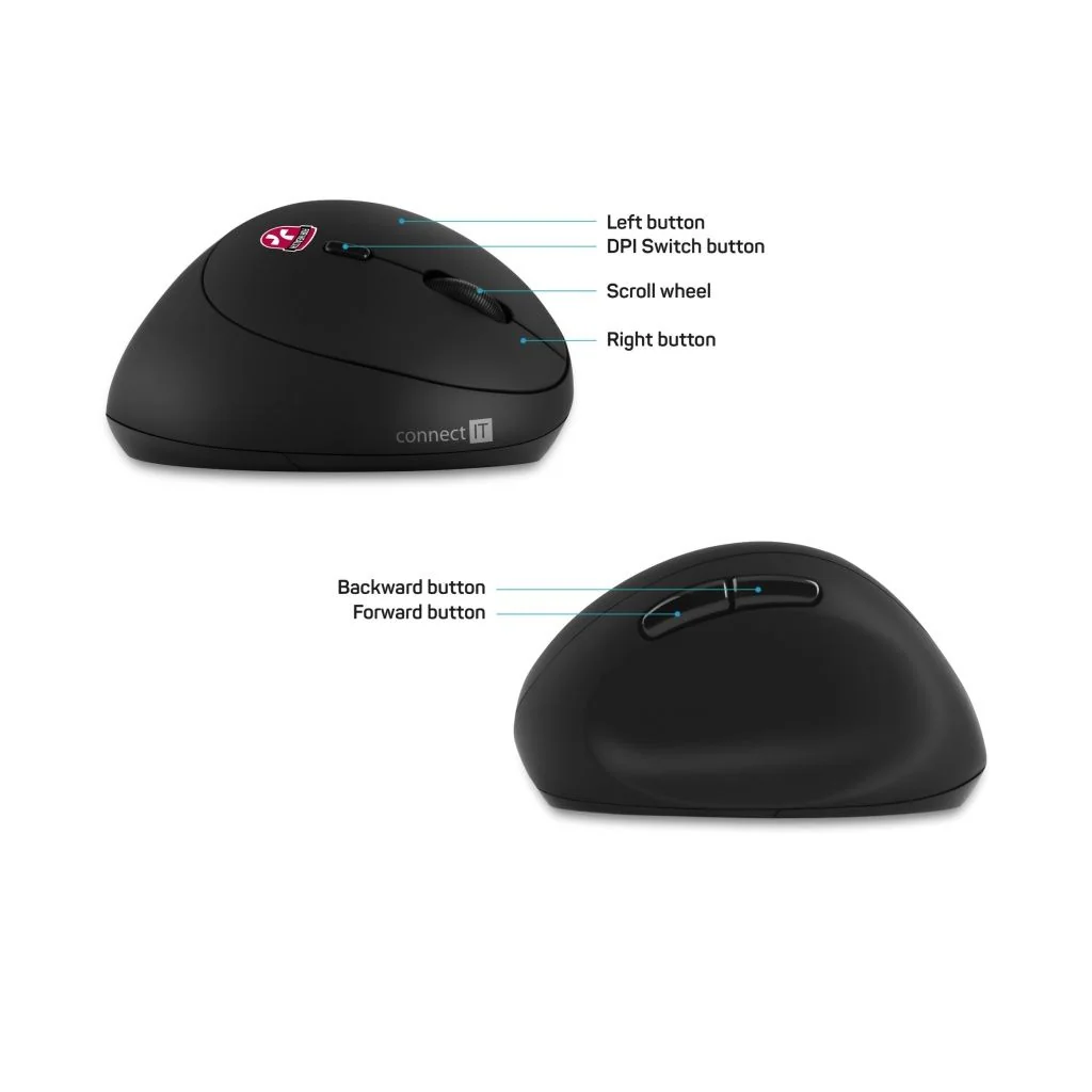 Connect IT For Health CMO-2600-BK ladies ergonomická vertikální myš