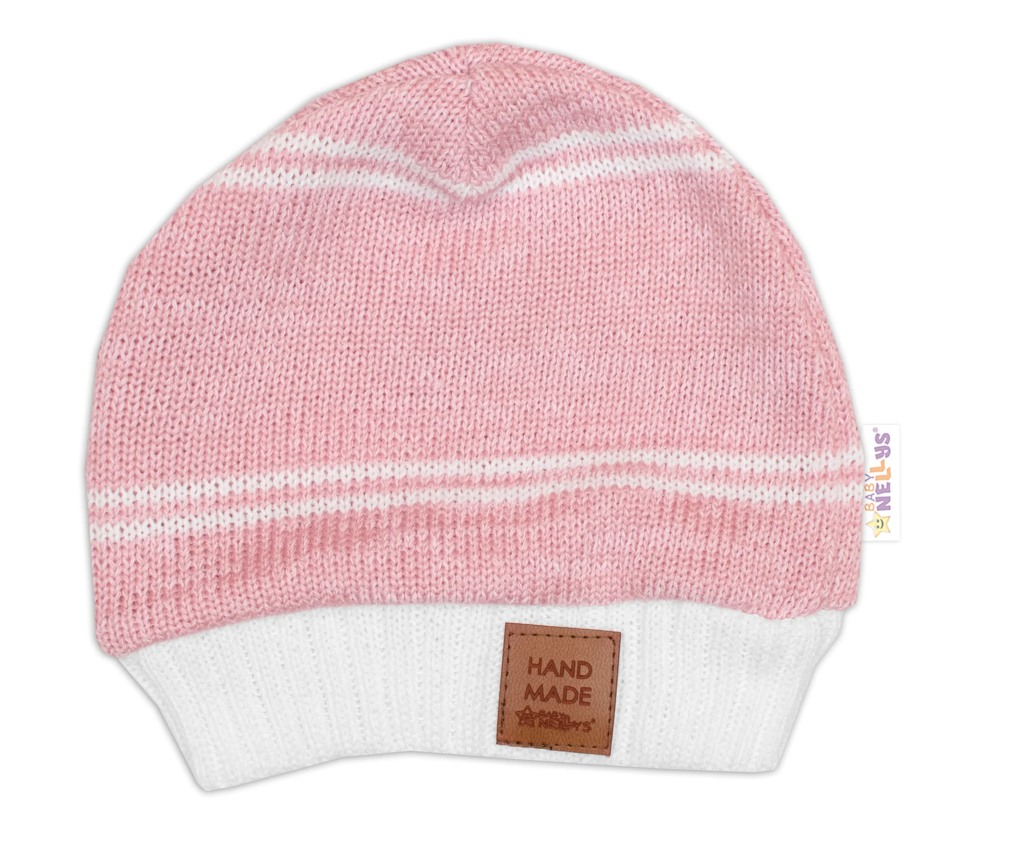 Baby Nellys Pletená sada pro miminko s jemným proužkem 2D, lux - růžová, bílá, vel. 80 vel. 80