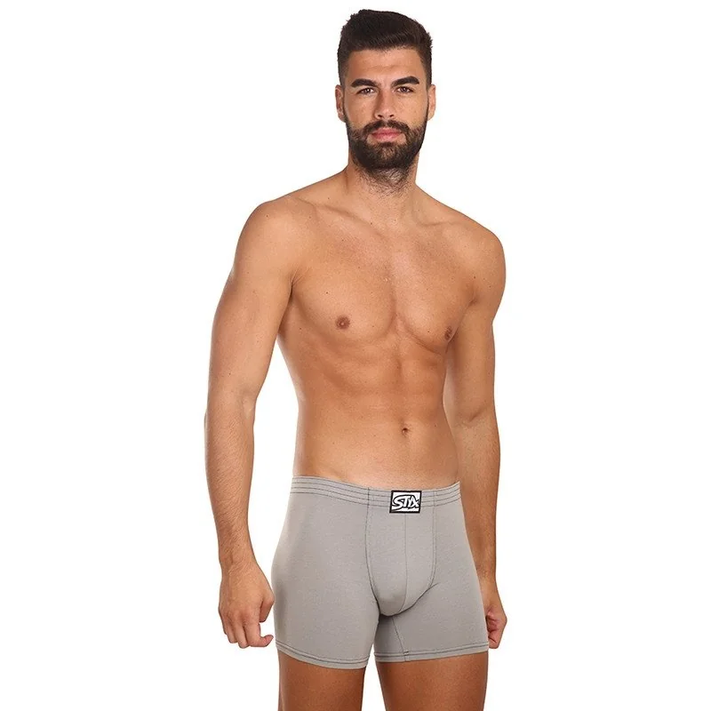 Styx Pánské boxerky long klasická guma světle šedé (F1062) M
