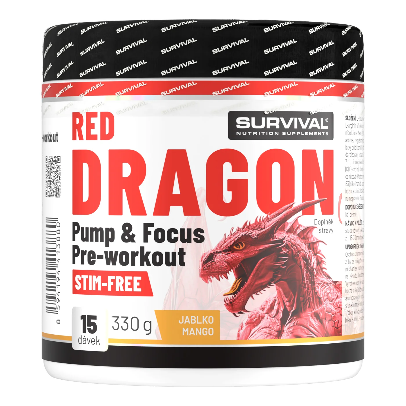 Survival Red Dragon Stim Free Pre-workout 330 g jablko mango