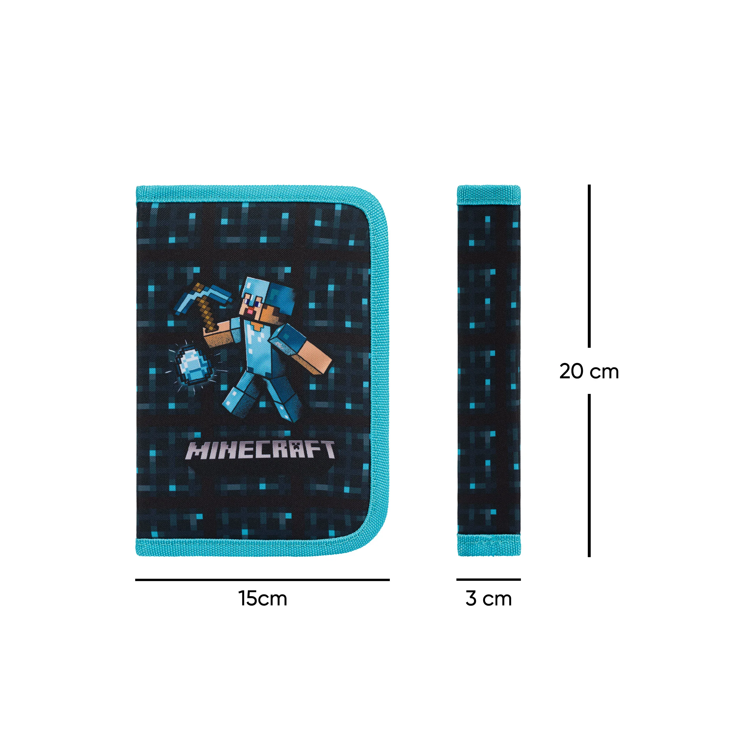 Baagl Školní penál jednopatrový Minecraft Blue Axe