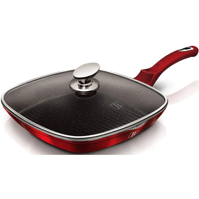 Berlingerhaus Pánev grilovací s poklicí a mramorovým povrchem 28 cm Burgundy Metallic Line