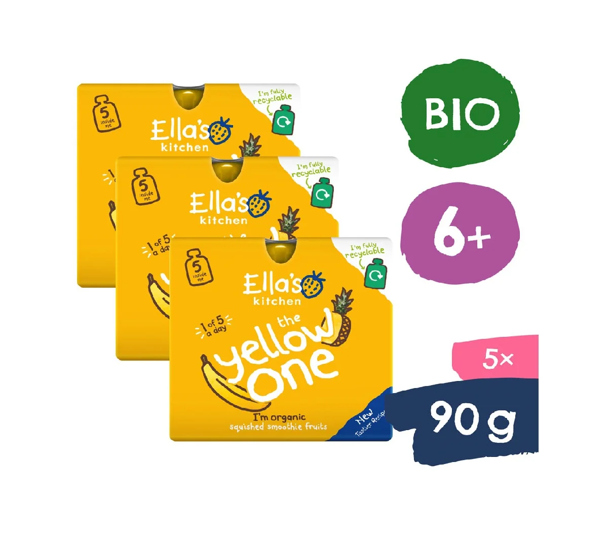 Ellas Kitchen BIO Ovocné pyré Yellow One Banán kapsičky 5x90 g