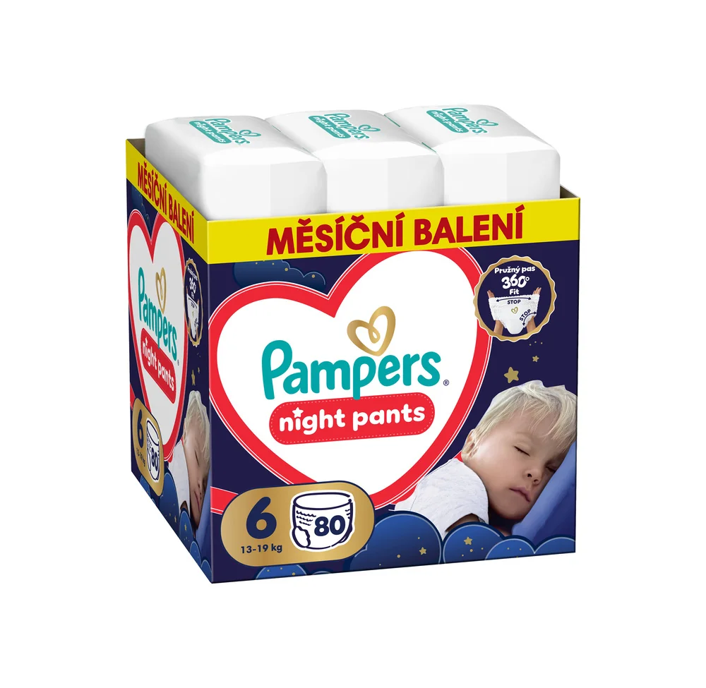 Pampers Night Pants vel. 6 13–19 kg dětské plenkové kalhotky 80 ks