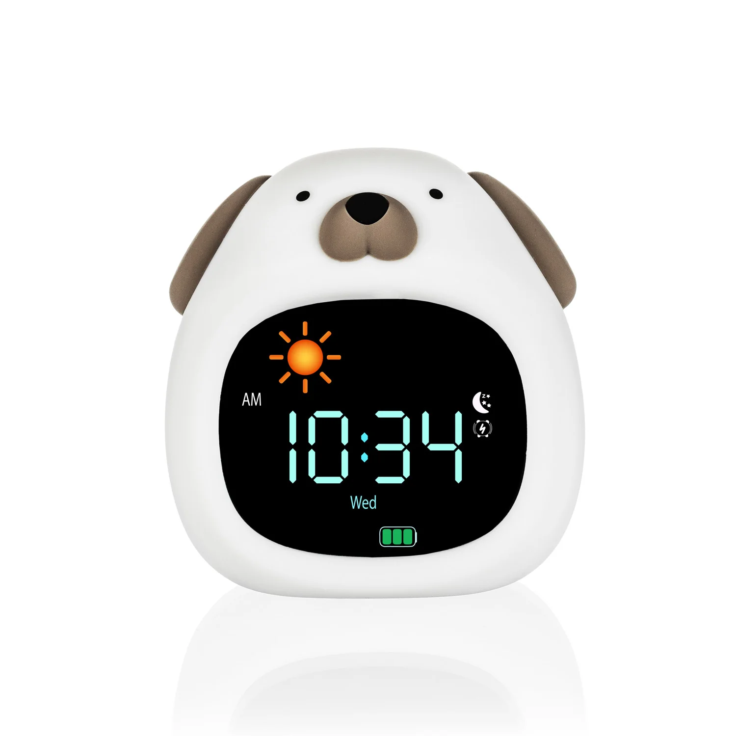 Zopa Silikonový dětský budík s nočním světlem a hudbou, Dog 1