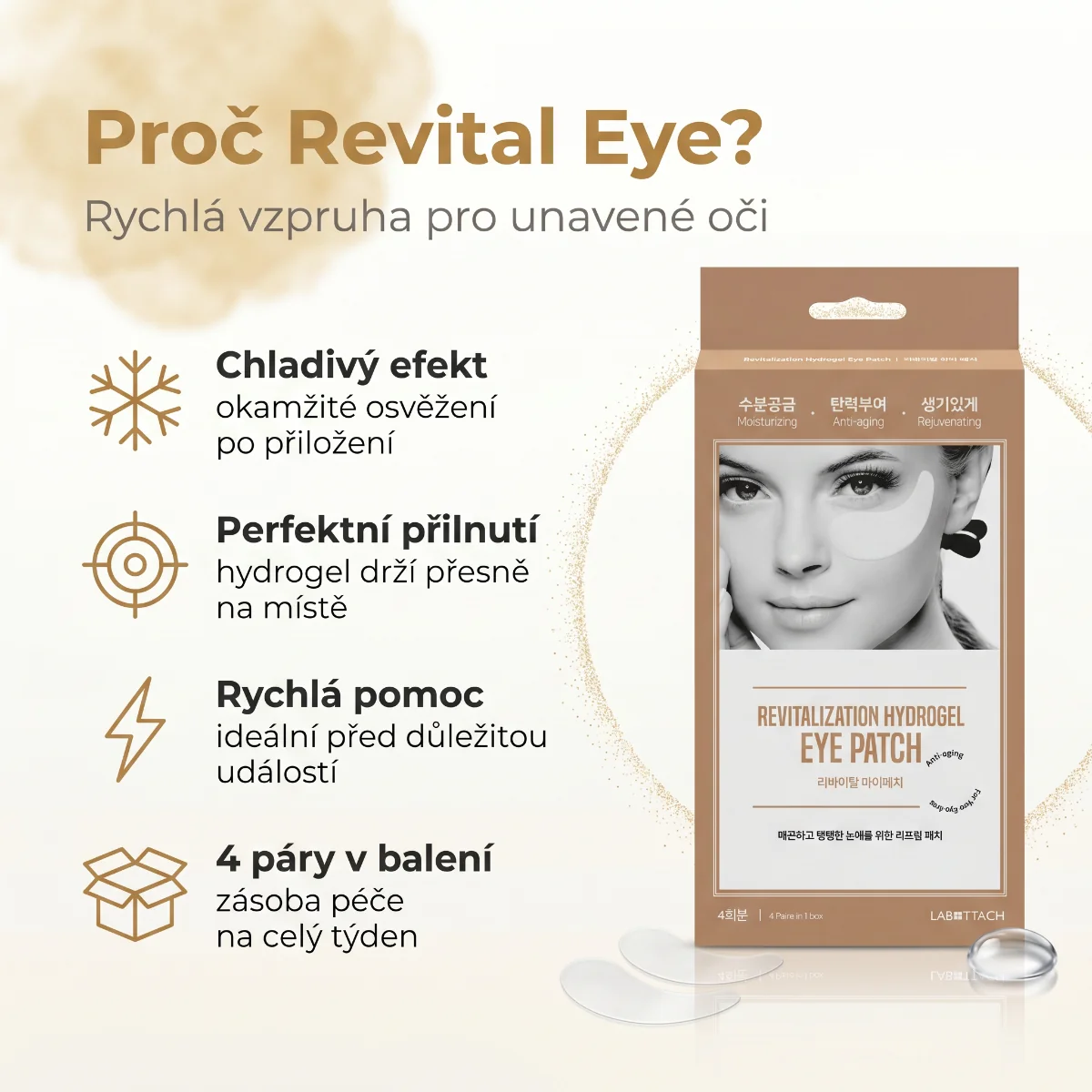 Wooshin Labottach Hydrogelové revitalizující polštářky pod oči 4 páry