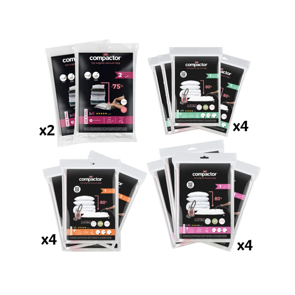 Compactor Bag Aspispace SET 4xS, 4xM, 4xL a 4xXL set vakuových pytlů 16 ks