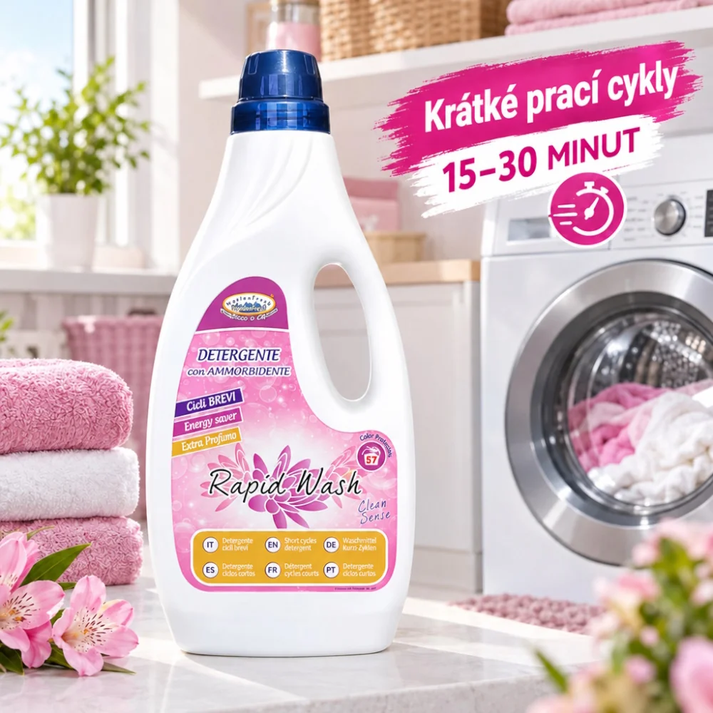 HygienFresh Rapid Wash Clean Sense 4v1 prací gel na krátké prací cykly s aviváží 1,5 l