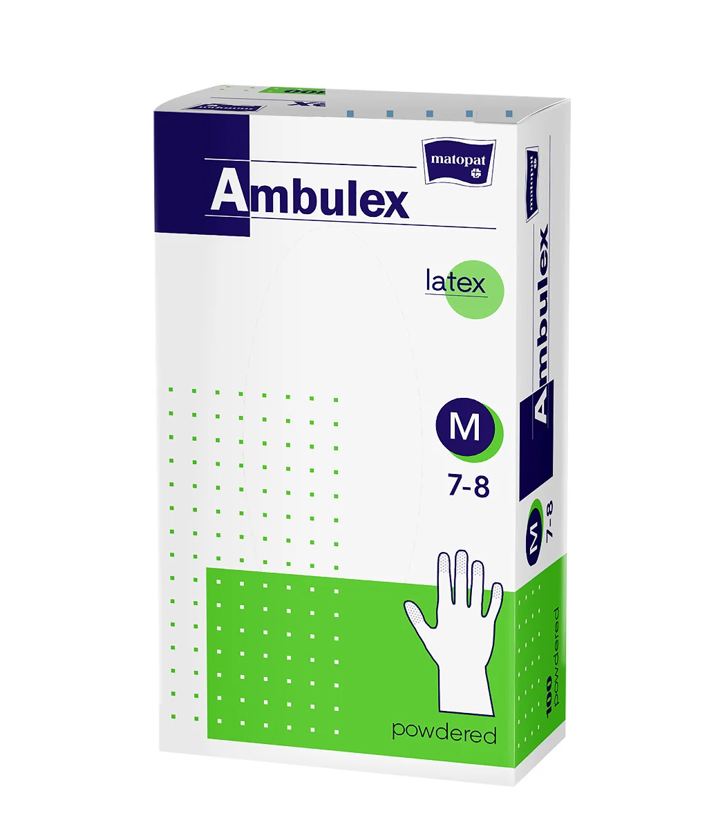 Ambulex Rukavice latexové jemně pudrované vel. M 100 ks