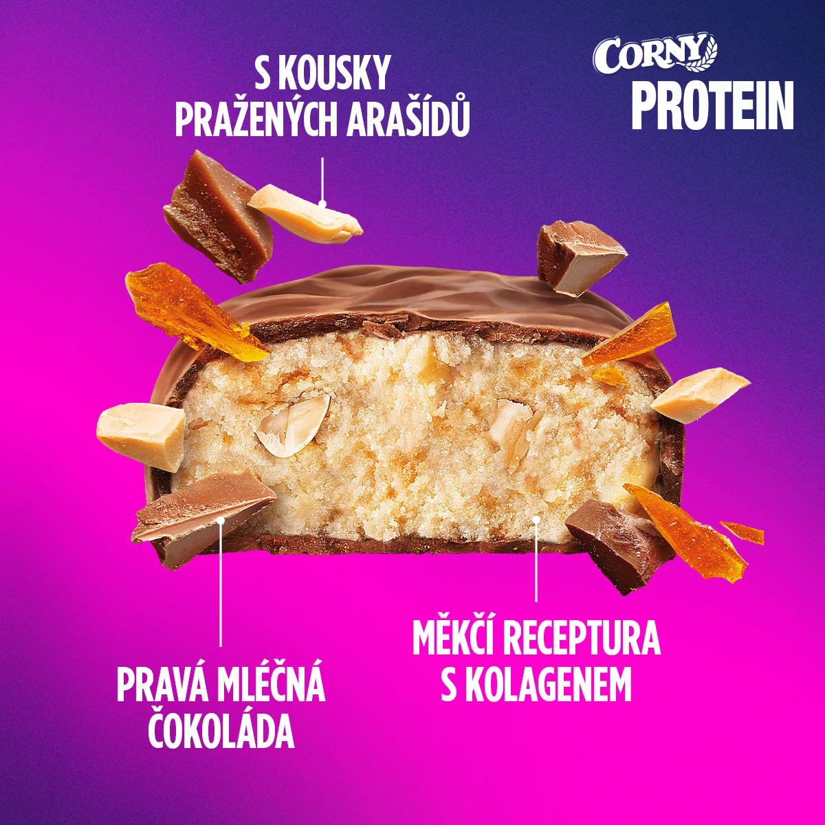 Corny Protein 30% arašídy-karamel 50 g