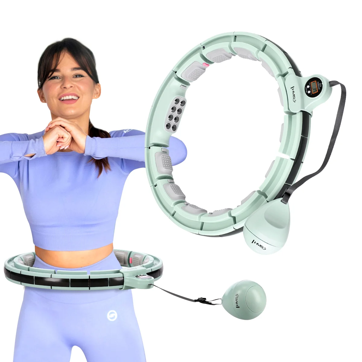 HMS Sada masážní hula hoop HHM13 se závažím, magnety a počítadlem.