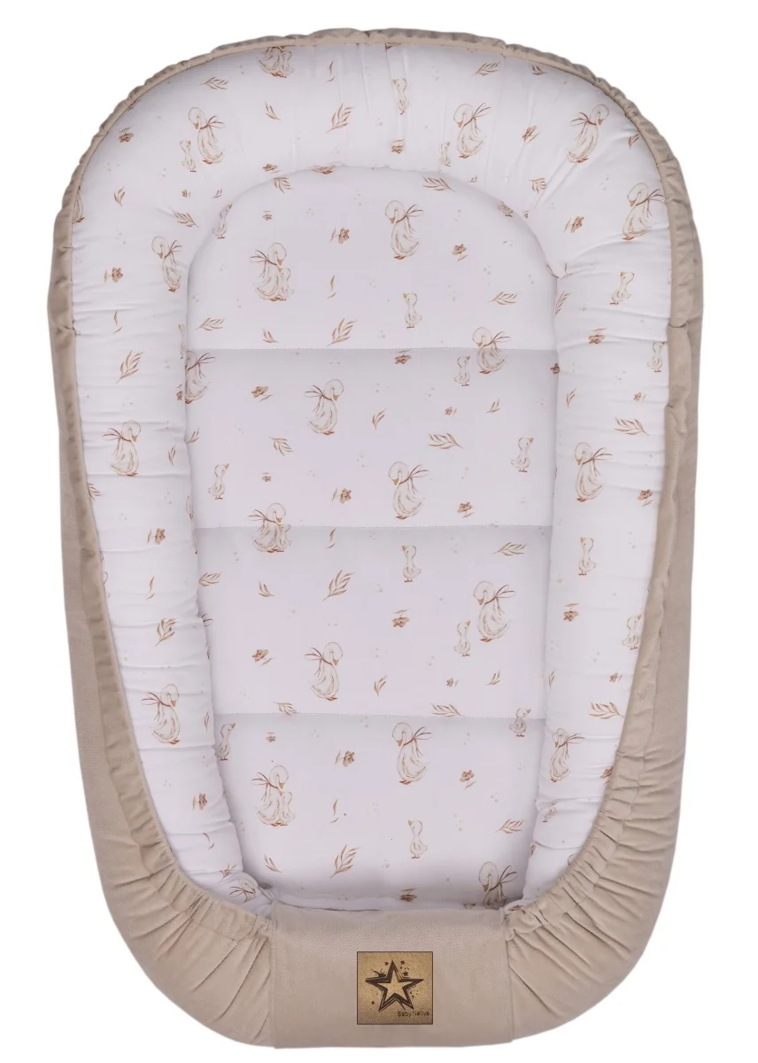 Baby Nellys Hnízdečko pro miminko Premium Goose, oboustranné - béžové