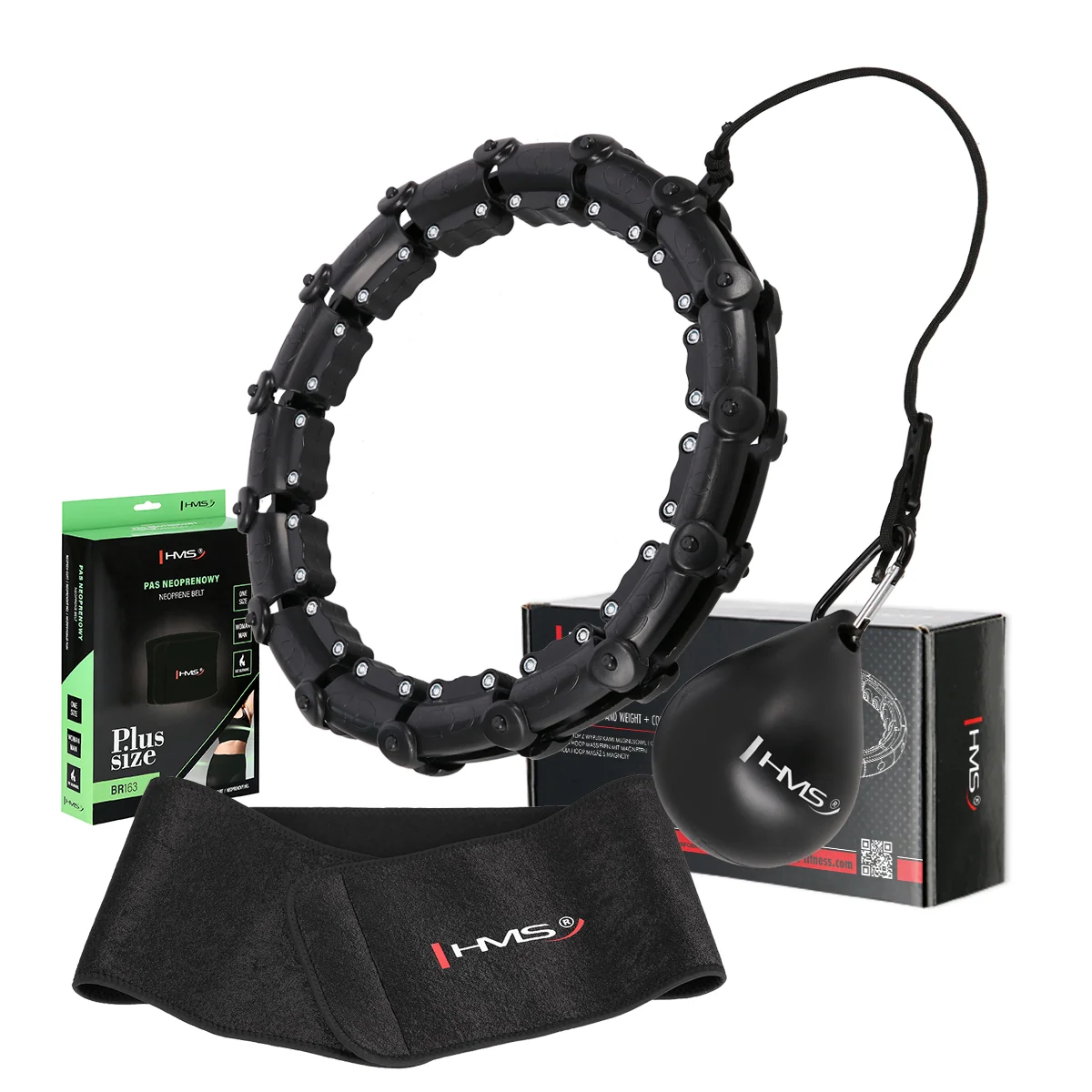 HMS Sada černé masážní Hula Hoop se závažím HHW11