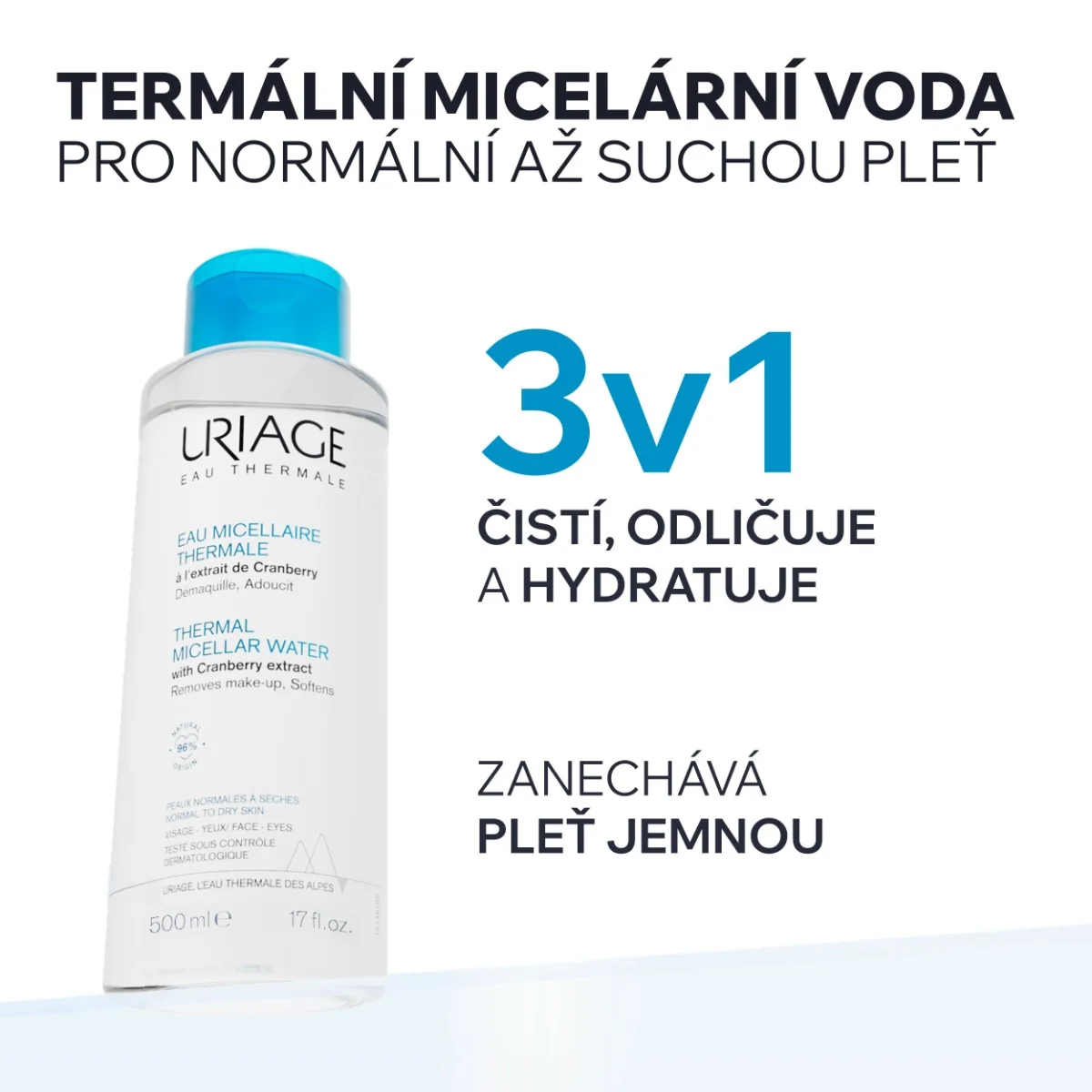 Uriage Micelární termální voda pro normální až suchou pleť 500 ml