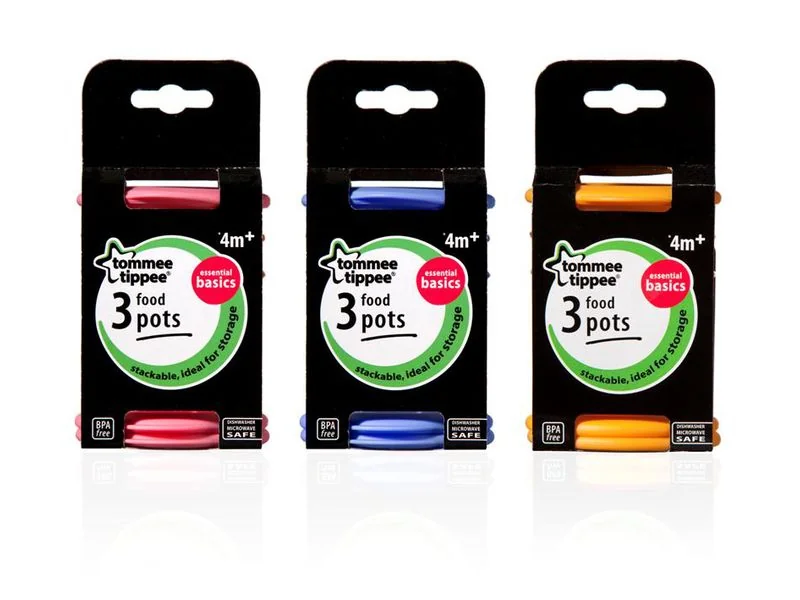 Tommee Tippee Kelímky s víčkem na jídlo Basic 100 ml 3 ks