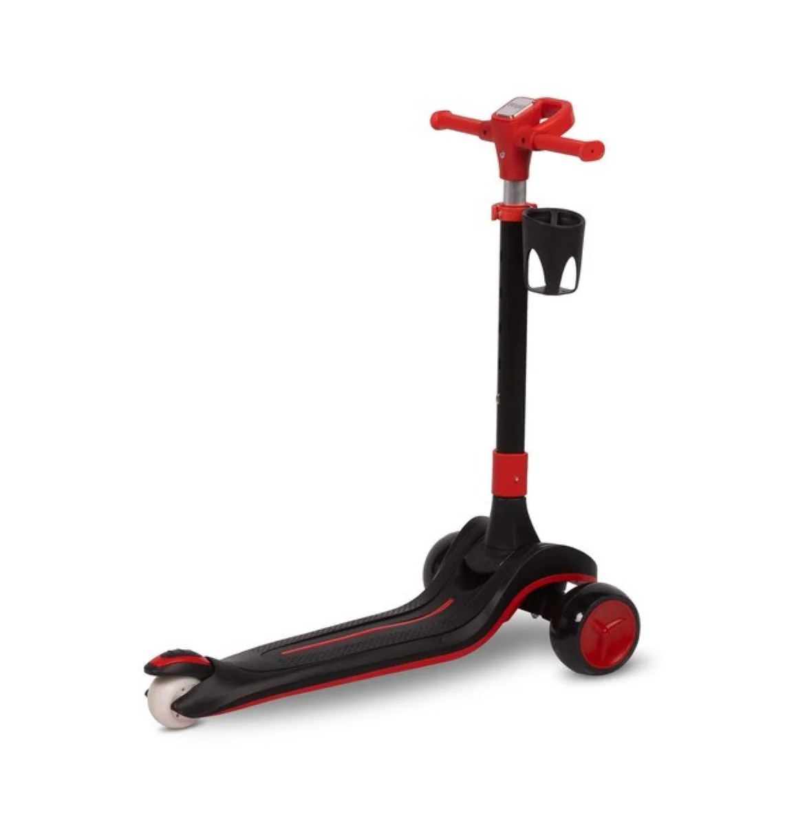 Toyz Dětská tříkolová koloběžka s LED kolečky Satura, černá, červená