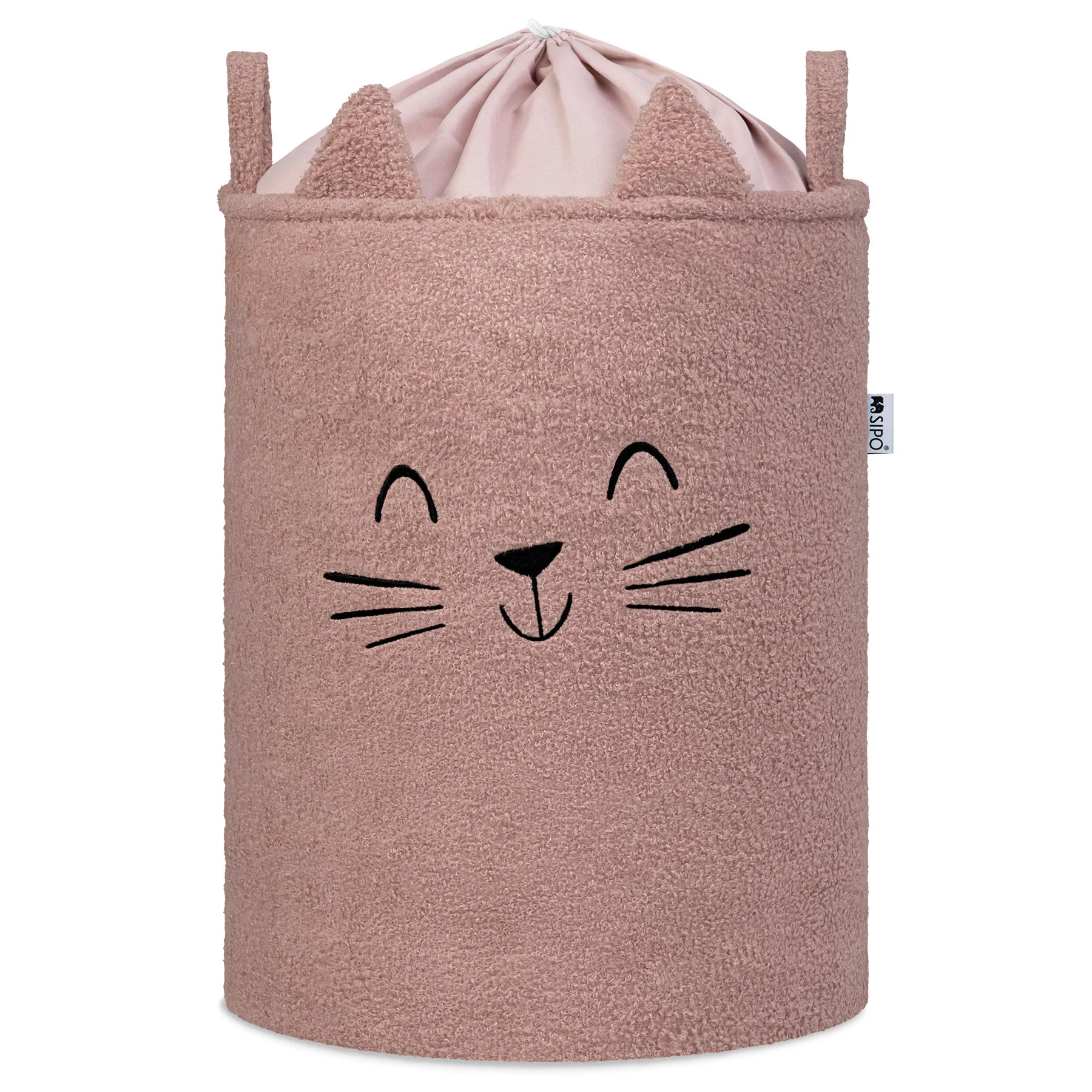 SIPO Koš na hračky Premium Bouclé se šňůrkou / 43 l, Cat (Pink)