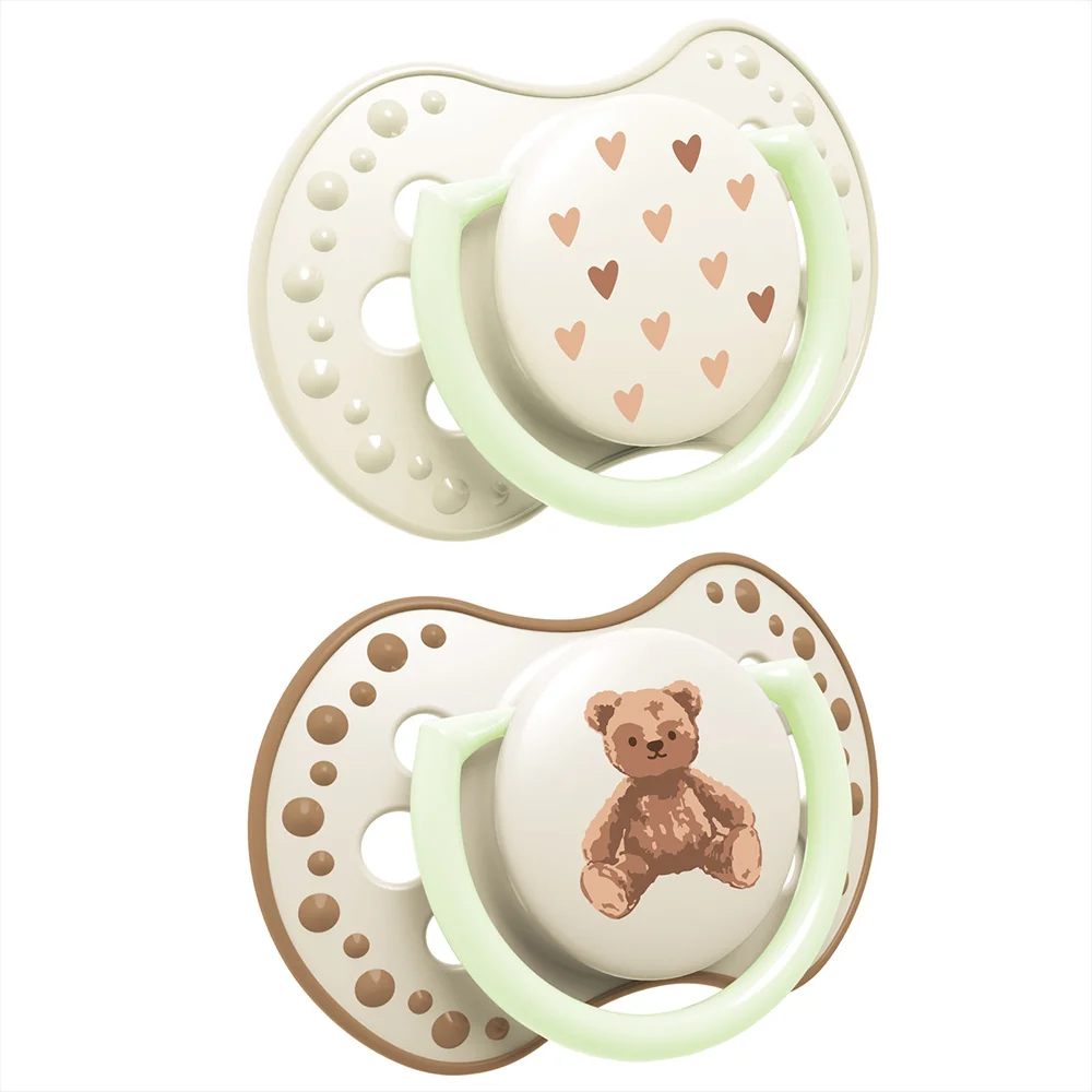 LOVI Teddy Love Dudlík svítící silikonový dynamický 0–6m 2 ks