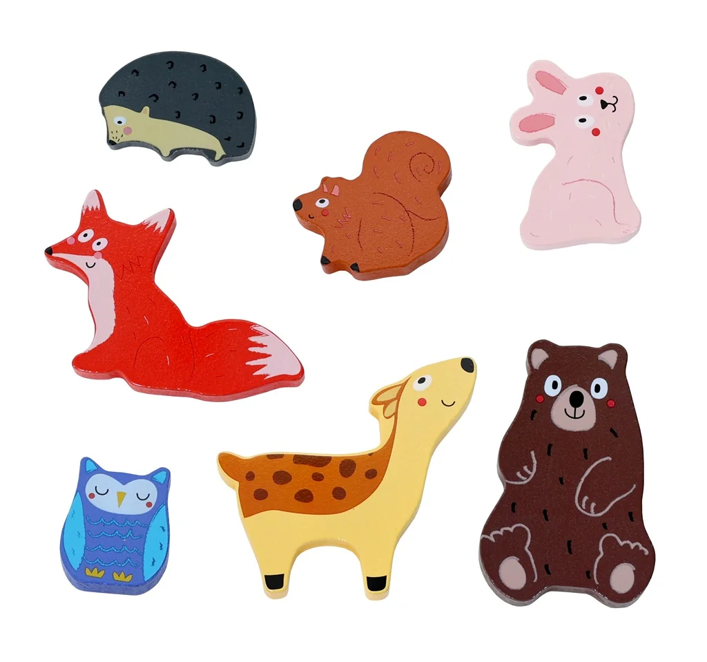 2Kids Toys Dřevěné puzzle Lesní zvířátka propojitelné, 7 dílů