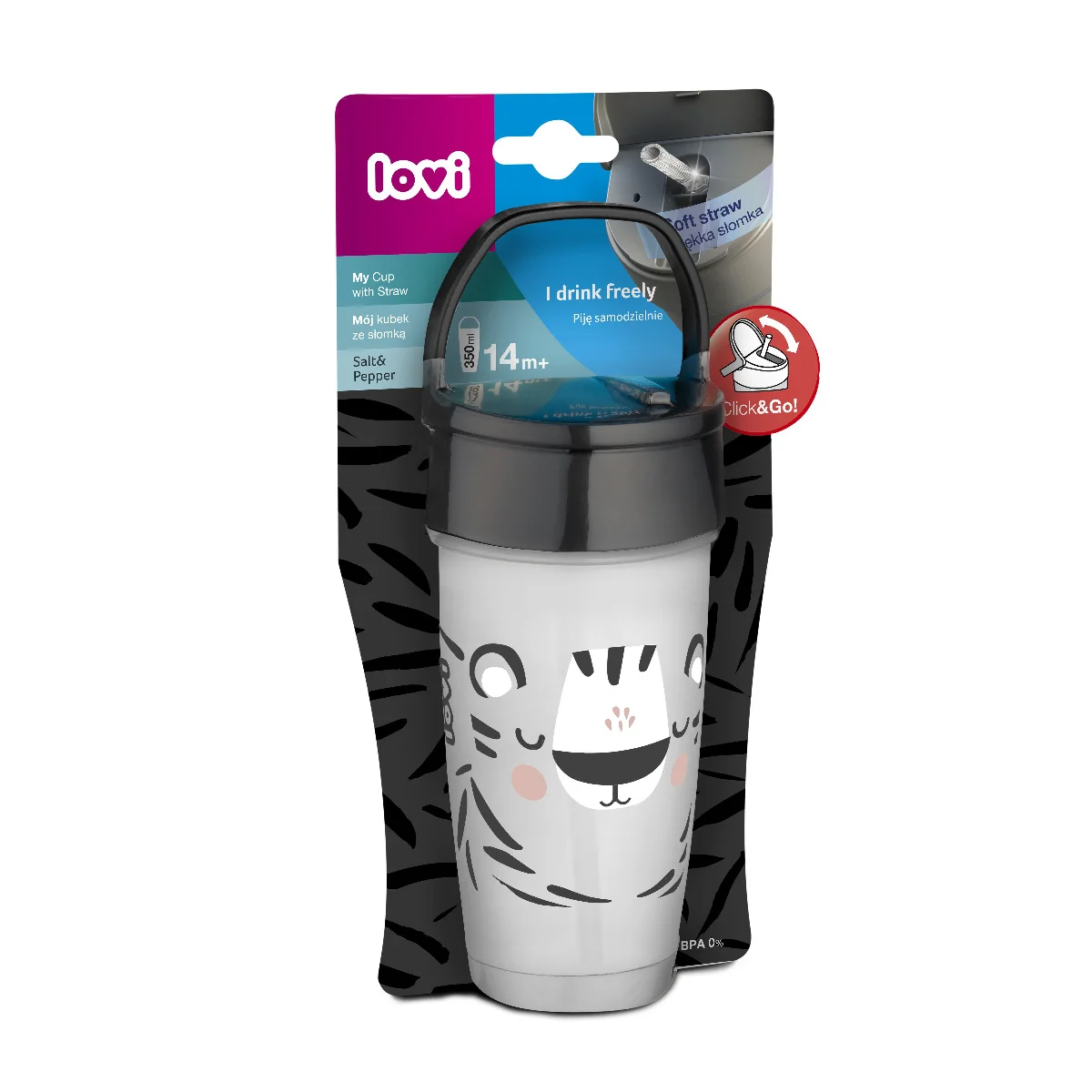 LOVI Salt &Pepper Active 350 ml hrníček se slámkou 1 ks