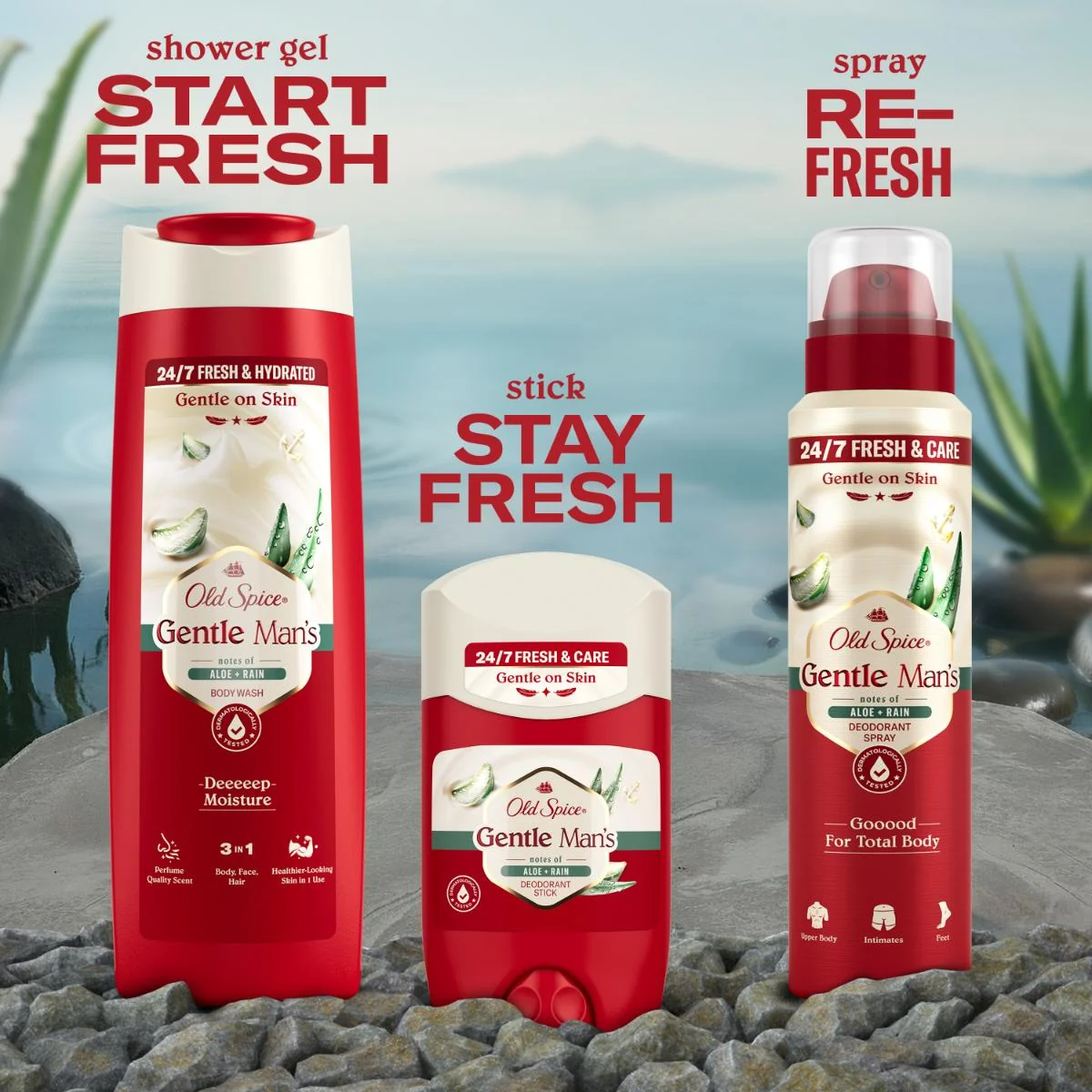 Old Spice Gentle Man's Aloe + Rain deodorant ve spreji 140 ml