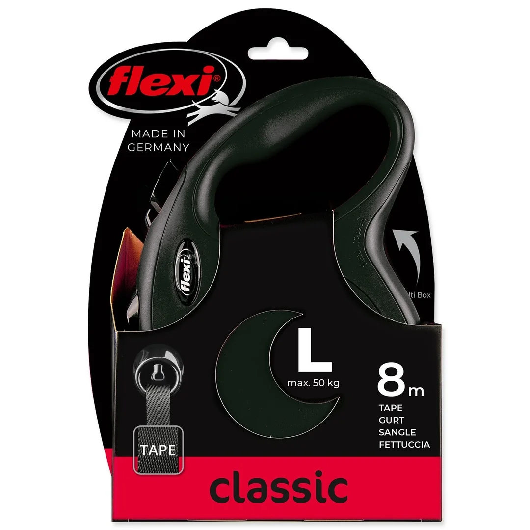 Flexi Vodítko Classic New páska L černé 8m
