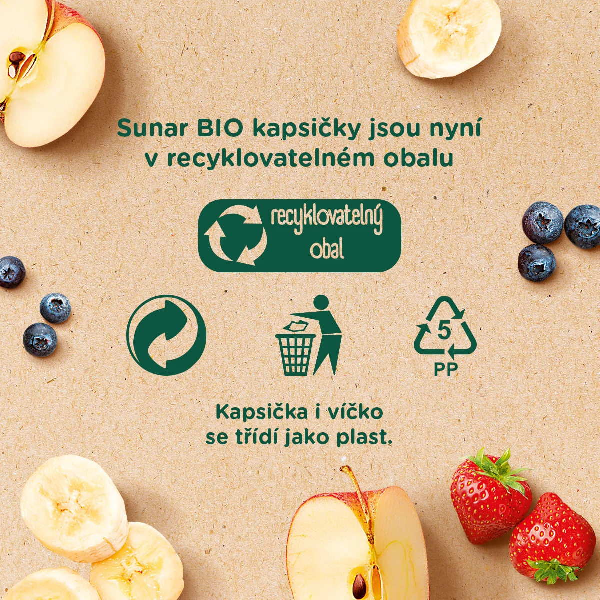 Sunar BIO Hruška, malina kapsička 100 g