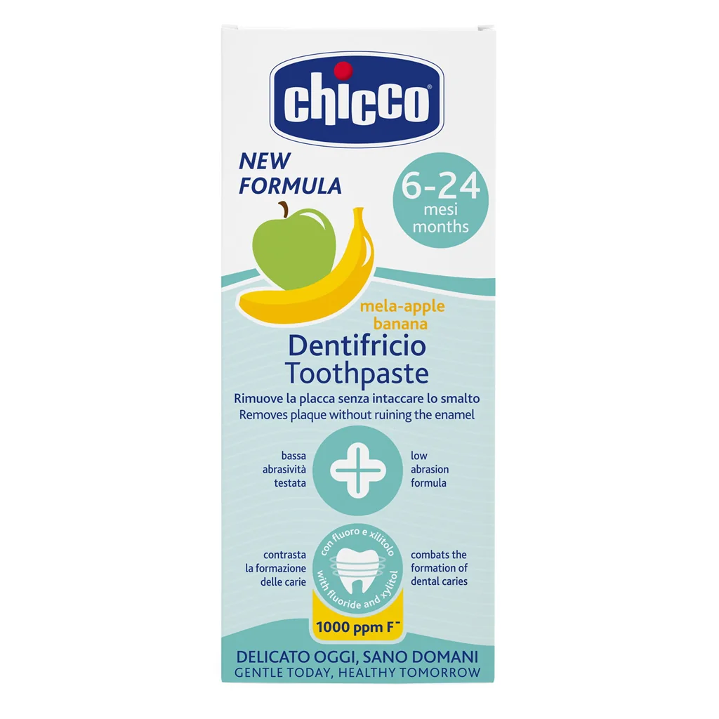 Chicco Zubní pasta s fluórem 6–24 měsíců 50 ml jablko-banán