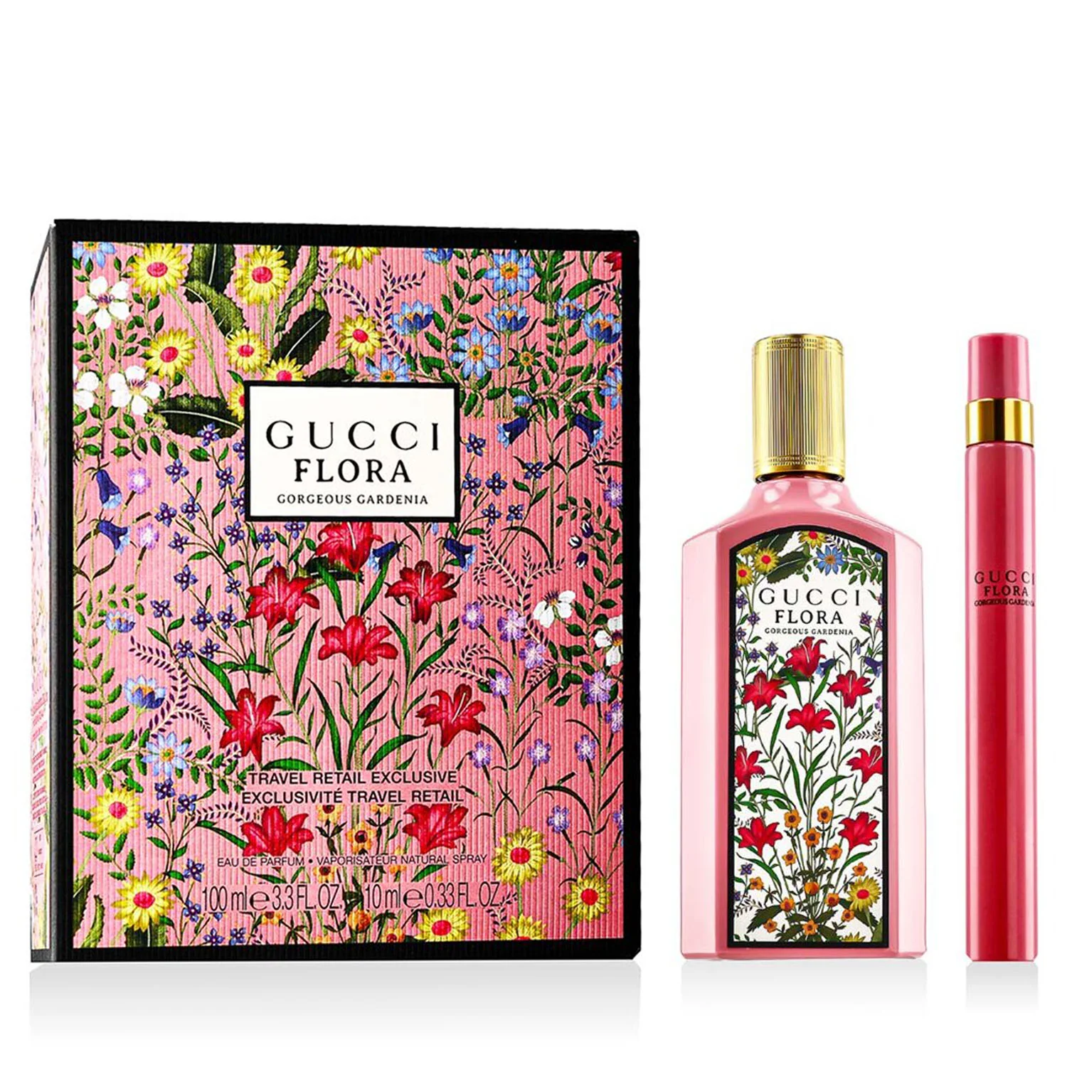Gucci Flora Gorgeous Gardenia EDP 100 ml + EDP MINI 10 ml W (Travel Exclusive Set)