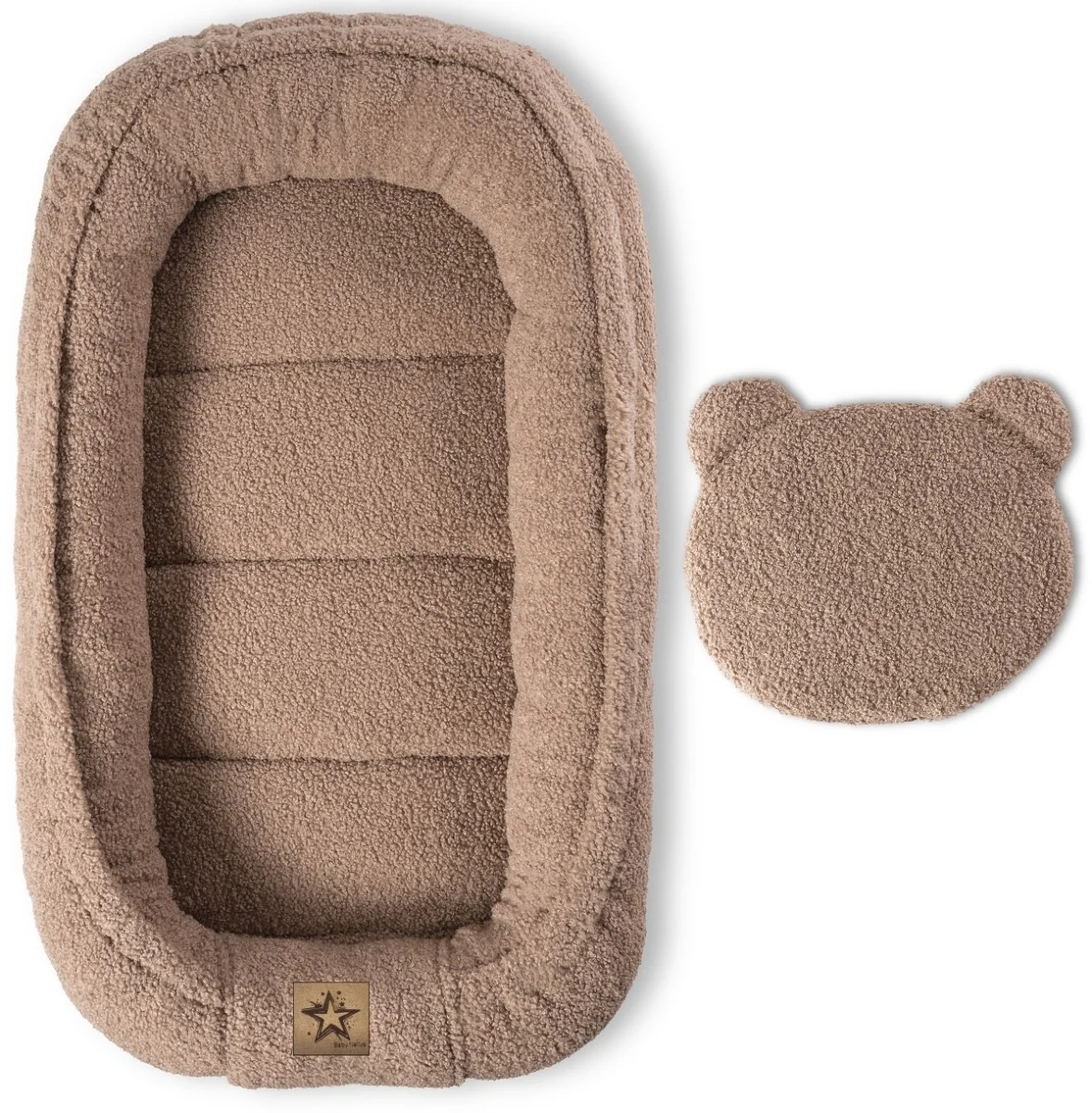 Baby Nellys Oboustranné hnízdečko s polštářkem Teddy Boucle - hnědé