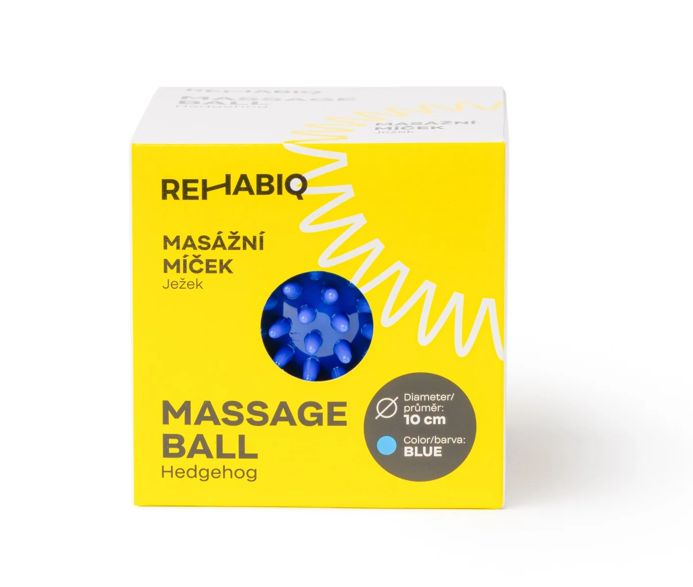 Rehabiq Masážní míček ježek 10 cm 1 ks modrý