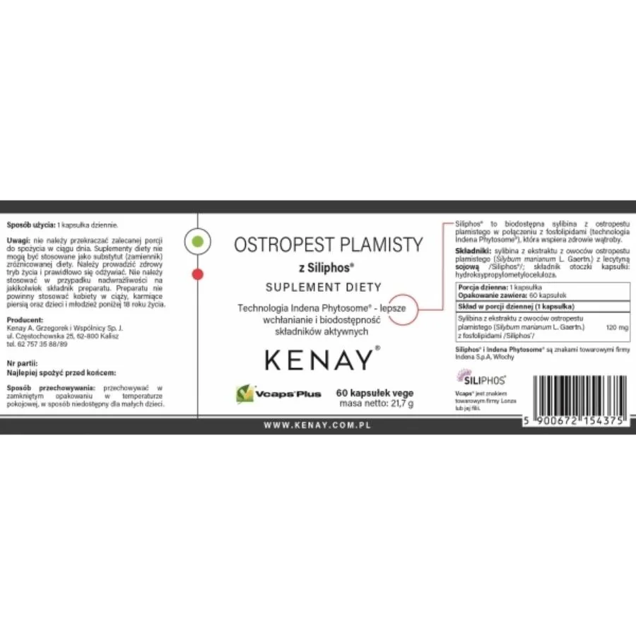Kenay Ostropest plamisty Siliphos 60 kapslí