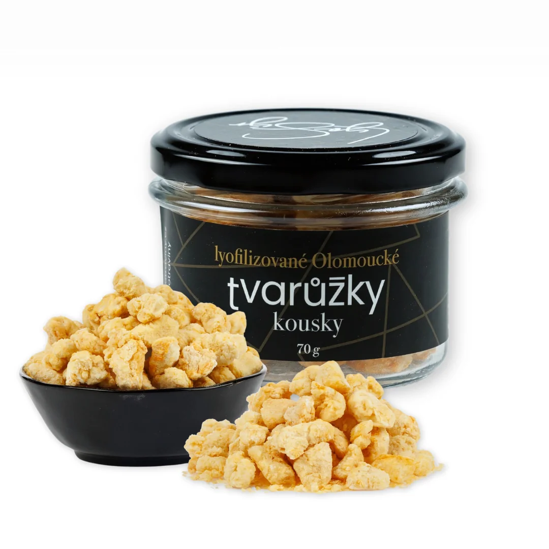 Lyopotraviny Olomoucké tvarůžky lyofilizované (sušeno mrazem) - menší kousky - ve skle, 70 g