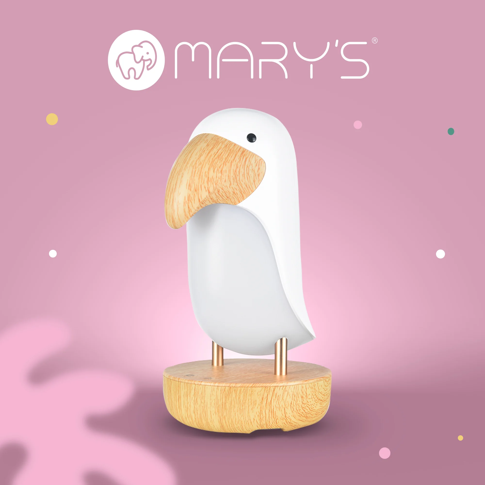 MARY’S LED noční lampička a Bluetooth reproduktor 2v1 - tukan, bílý