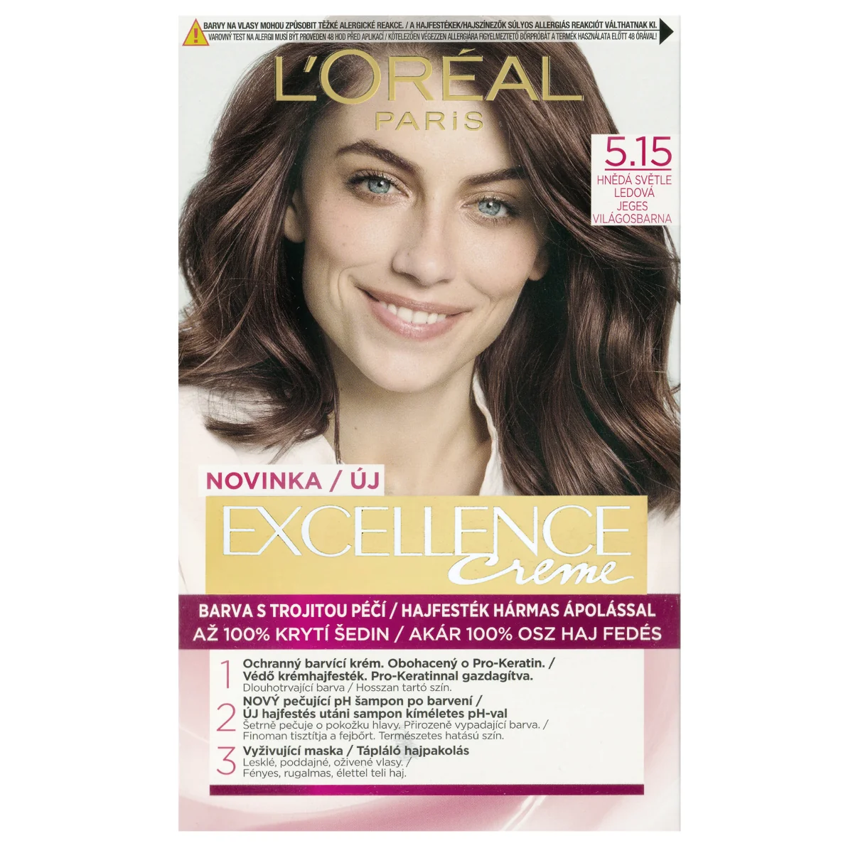 Loréal Paris Excellence Creme odstín 5.15 hnědá světle ledová barva na vlasy