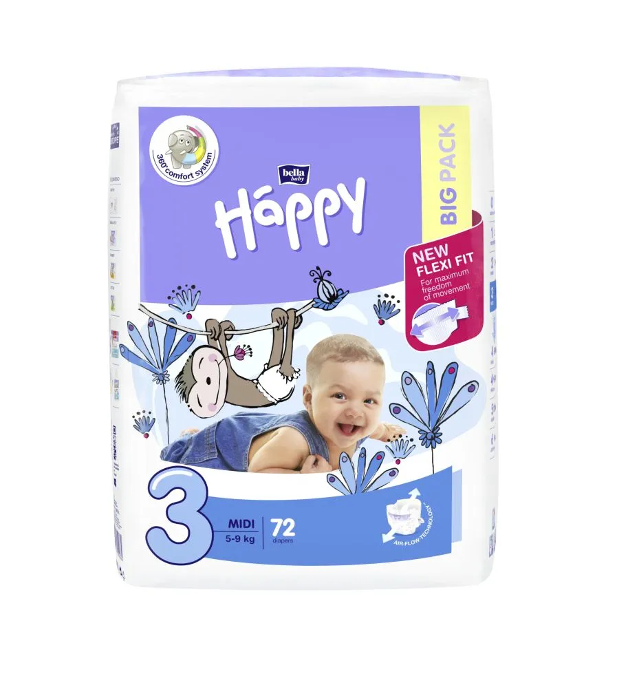 Bella Baby Happy Midi 5-9 kg dětské plenky 72 ks