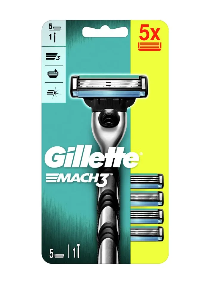 Gillette Mach3 Rukojeť holicího strojku 1 ks + náhradní hlavice 5 ks