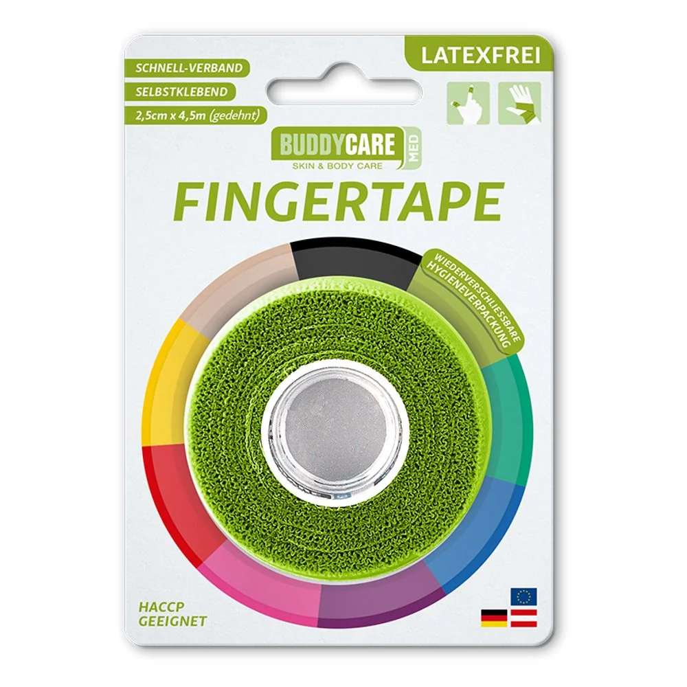 BUDDYCARE®MED Náplast na prsty 2,5 cm x 4,5 m neonově zelená