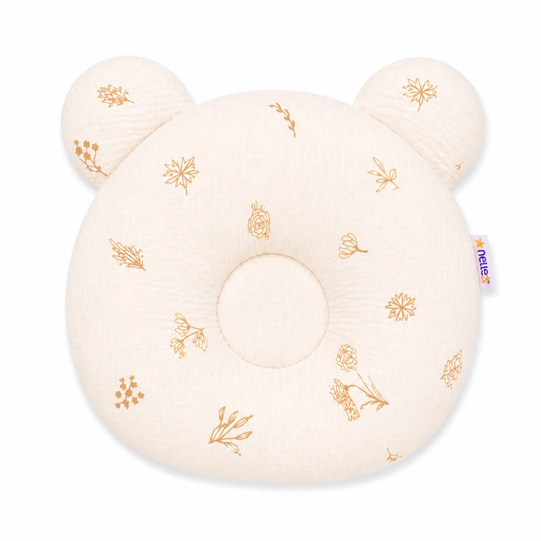 Baby Nellys Mušelínový tvarovaný polštářek Louka Nature, béžová