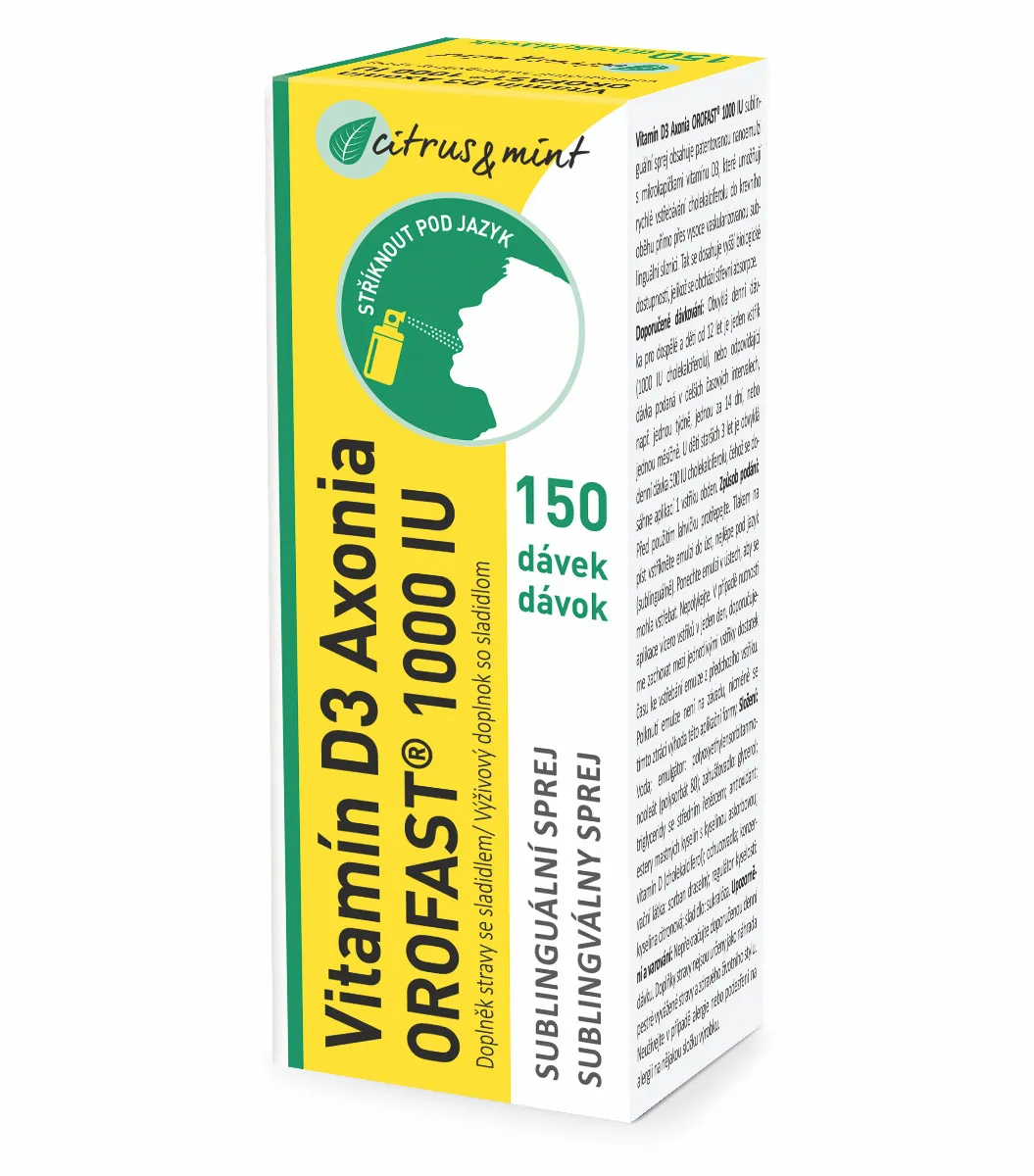 Vitamín D3 Axonia OROFAST 1000 IU sublinguální sprej 30 ml