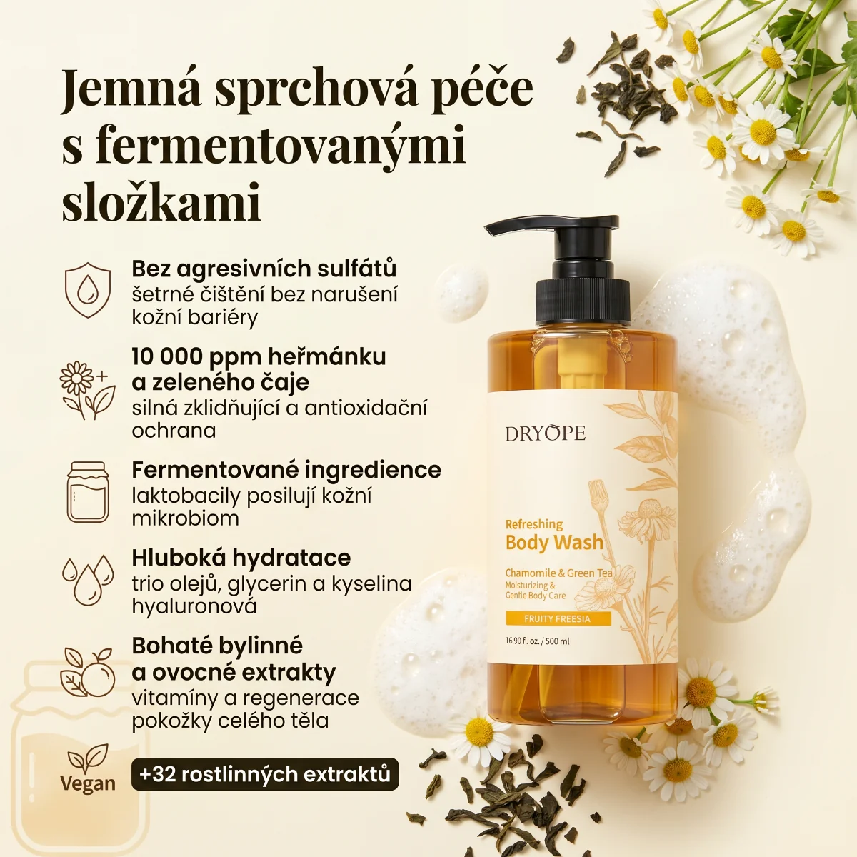 DRYOPE Fruity Freesia osvěžující body wash 500 ml